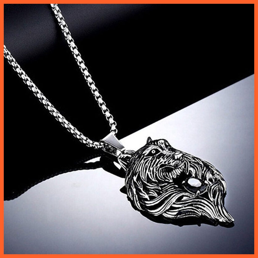 whatagift.uk Stainless Steel Wolf head Pendant Necklace Chain