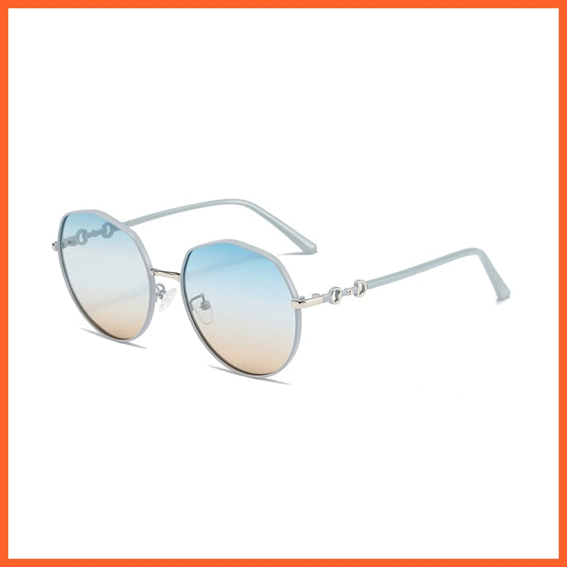whatagift.com.au Sunglasses 313.Blue tea / follow picture Fashion Eyewear Outdoor Polarized  UV400 Metal Oval Frame Sunglasses