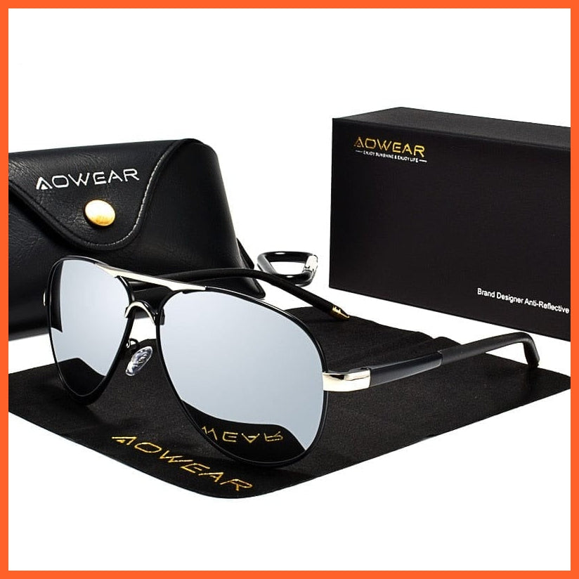 whatagift.com.au Sunglasses 8503 Black Silver / AOWEAR Men Polarized Aviation Sunglasses | Mirror HD Driving Shades