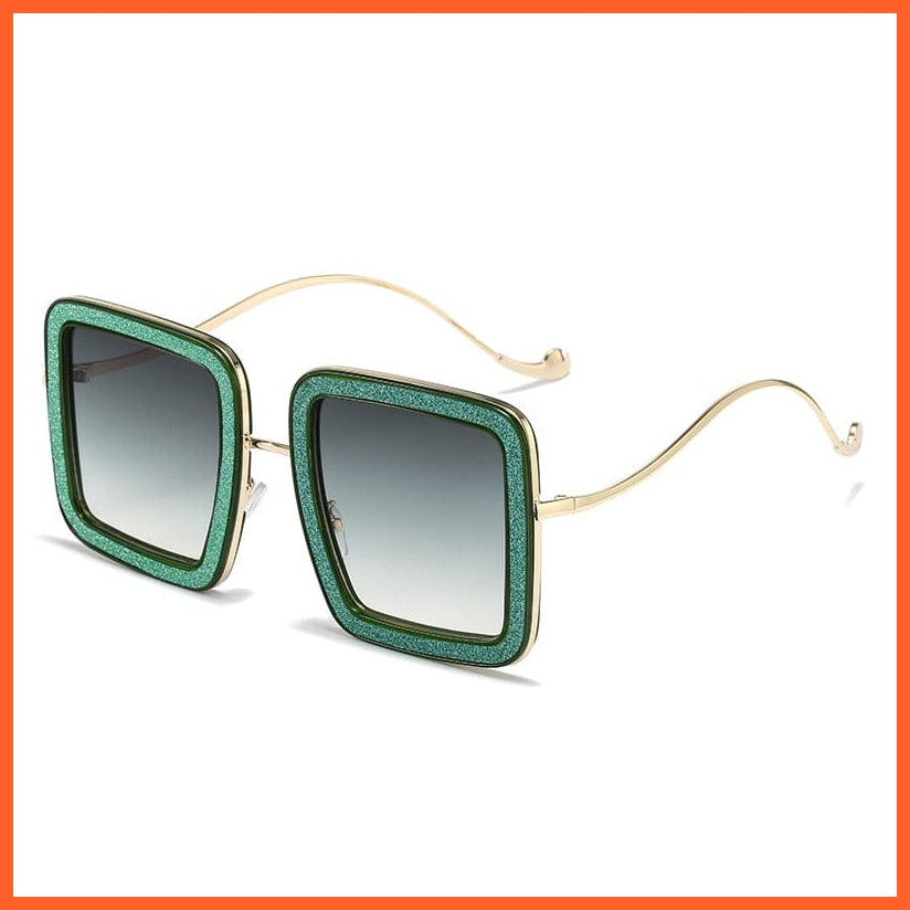 whatagift.com.au Sunglasses Green / China / As pic showed New Square Personality Glitter Sunglasses | Designer Flashing Diamond Funny Eyewear