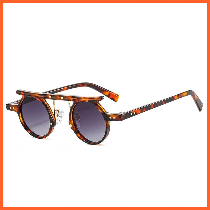 whatagift.com.au Sunglasses Leopard grey / As the picture Fashion Small Round Punk Sunglasses | Retro Clear Ocean UV400 Gradient Shades