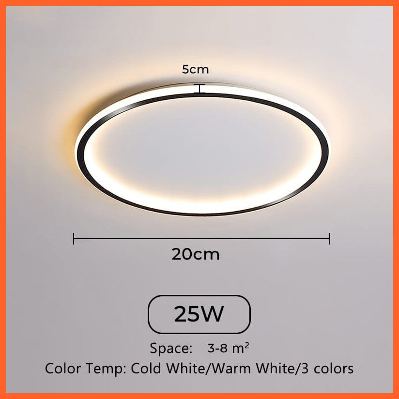 whatagift.com.au TYPE A Black 25w / Cold White NO Remote Ultra Thin Led Ceiling Lam For Living Room Bedroom Indoor Lighting fixture