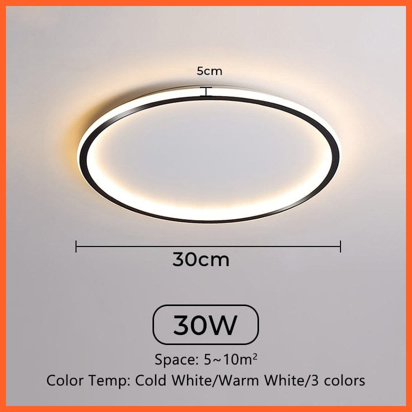 whatagift.com.au TYPE A Black 30w / Cold White NO Remote Ultra Thin Led Ceiling Lam For Living Room Bedroom Indoor Lighting fixture