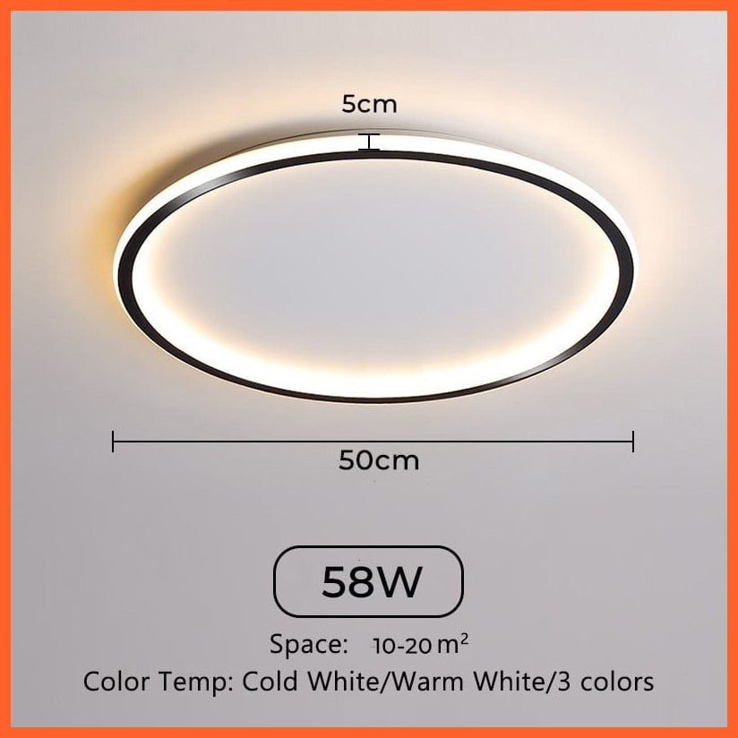 whatagift.com.au TYPE A Black 58w / Cold White NO Remote Ultra Thin Led Ceiling Lam For Living Room Bedroom Indoor Lighting fixture