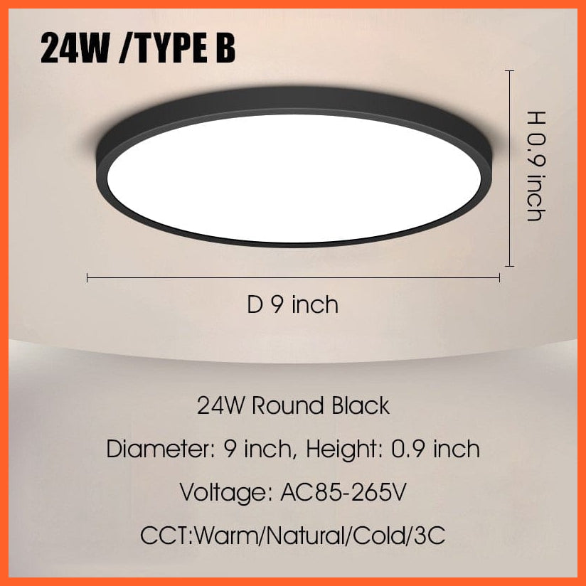 whatagift.com.au TYPE B Black 24w / Cold White NO Remote Ultra Thin Led Ceiling Lam For Living Room Bedroom Indoor Lighting fixture