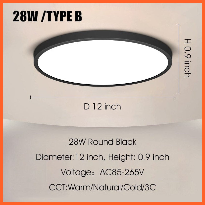 whatagift.com.au TYPE B Black 28w / Cold White NO Remote Ultra Thin Led Ceiling Lam For Living Room Bedroom Indoor Lighting Fixture