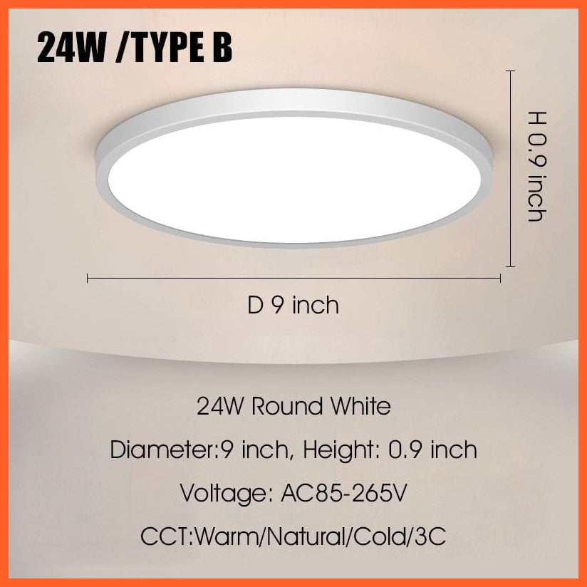 whatagift.com.au TYPE B White 24w / Cold White NO Remote Ultra Thin Led Ceiling Lam For Living Room Bedroom Indoor Lighting Fixture