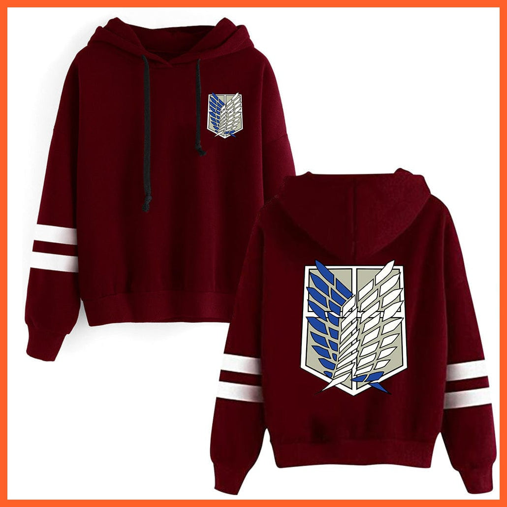 whatagift.com.au unisex Hoodie Attack on Titan Long Sleeved Striped Hooded Sweatshirt Pullover Tops