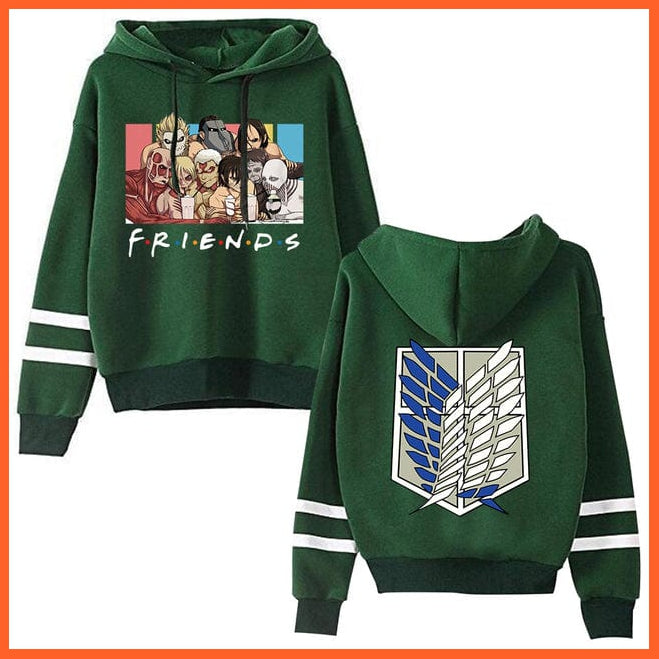 whatagift.com.au unisex Hoodie green 01 / XL Attack on Titan Long Sleeved Striped Hooded Sweatshirt Pullover Tops