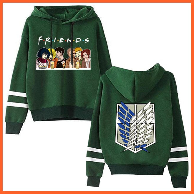 whatagift.com.au unisex Hoodie green 02 / XL Attack on Titan Long Sleeved Striped Hooded Sweatshirt Pullover Tops