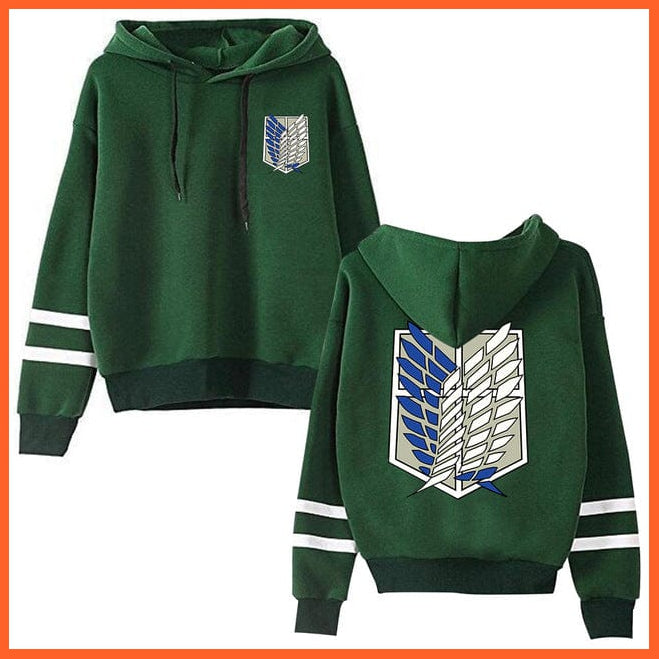 whatagift.com.au unisex Hoodie green / 4XL Attack on Titan Long Sleeved Striped Hooded Sweatshirt Pullover Tops