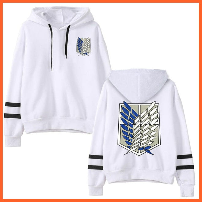 whatagift.com.au unisex Hoodie white / 4XL Attack on Titan Long Sleeved Striped Hooded Sweatshirt Pullover Tops