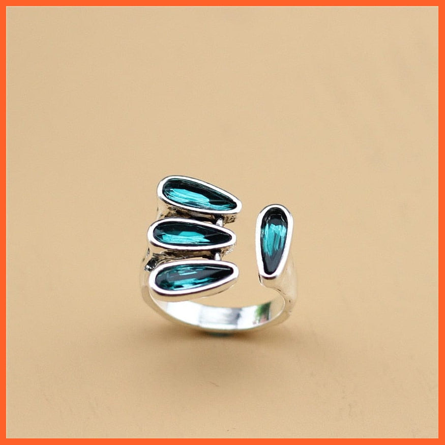 whatagift.com.au Vintage Open Adjustable Crystal Metal Rings For Women | Best Gift for Anniversary Wedding Engagement Valentine