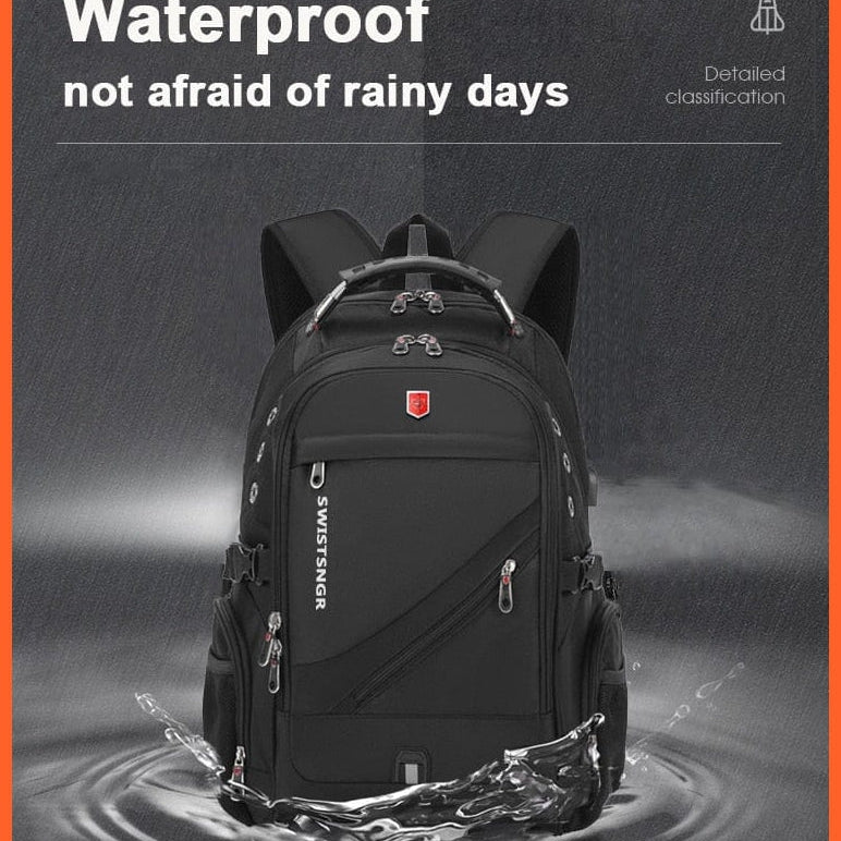 whatagift.com.au Waterproof 17-Inch Laptop Backpack| USB Charging Travel Rucksack Backpack