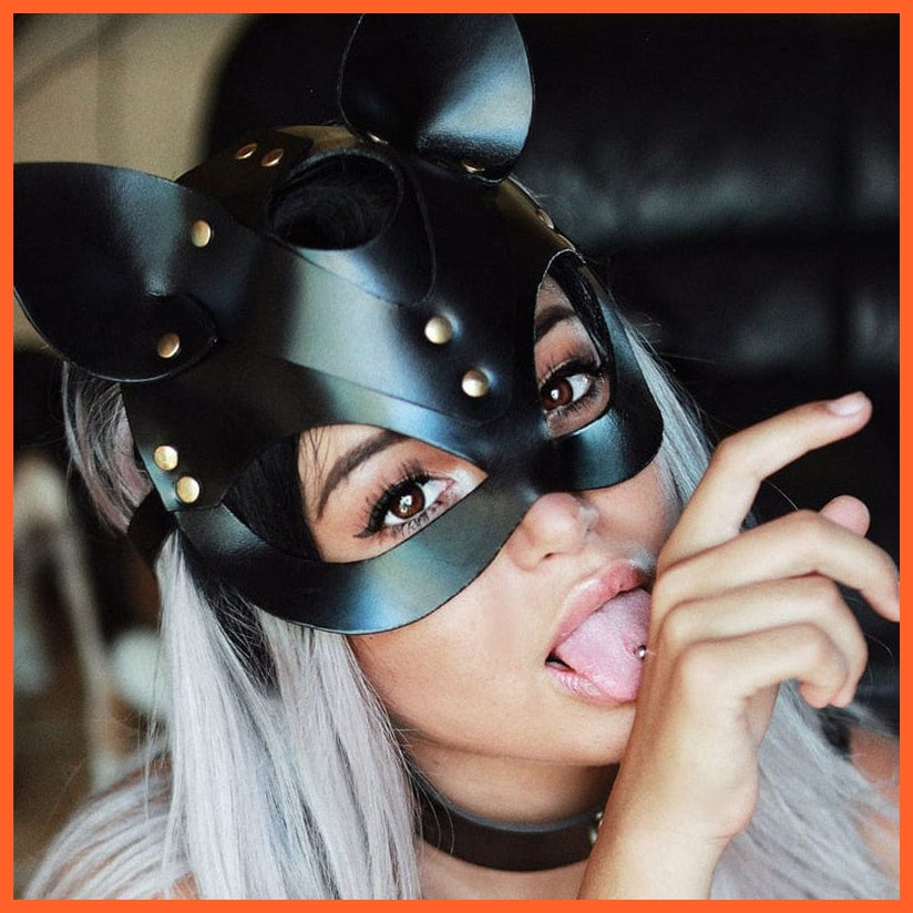 whatagift.com.au Women Sexy Leather Half face Fancy Masks | Halloween Cat Mask