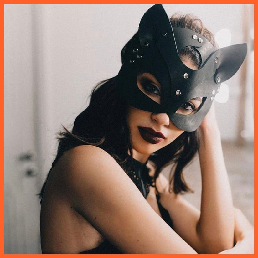 whatagift.com.au Women Sexy Leather Half face Fancy Masks | Halloween Cat Mask