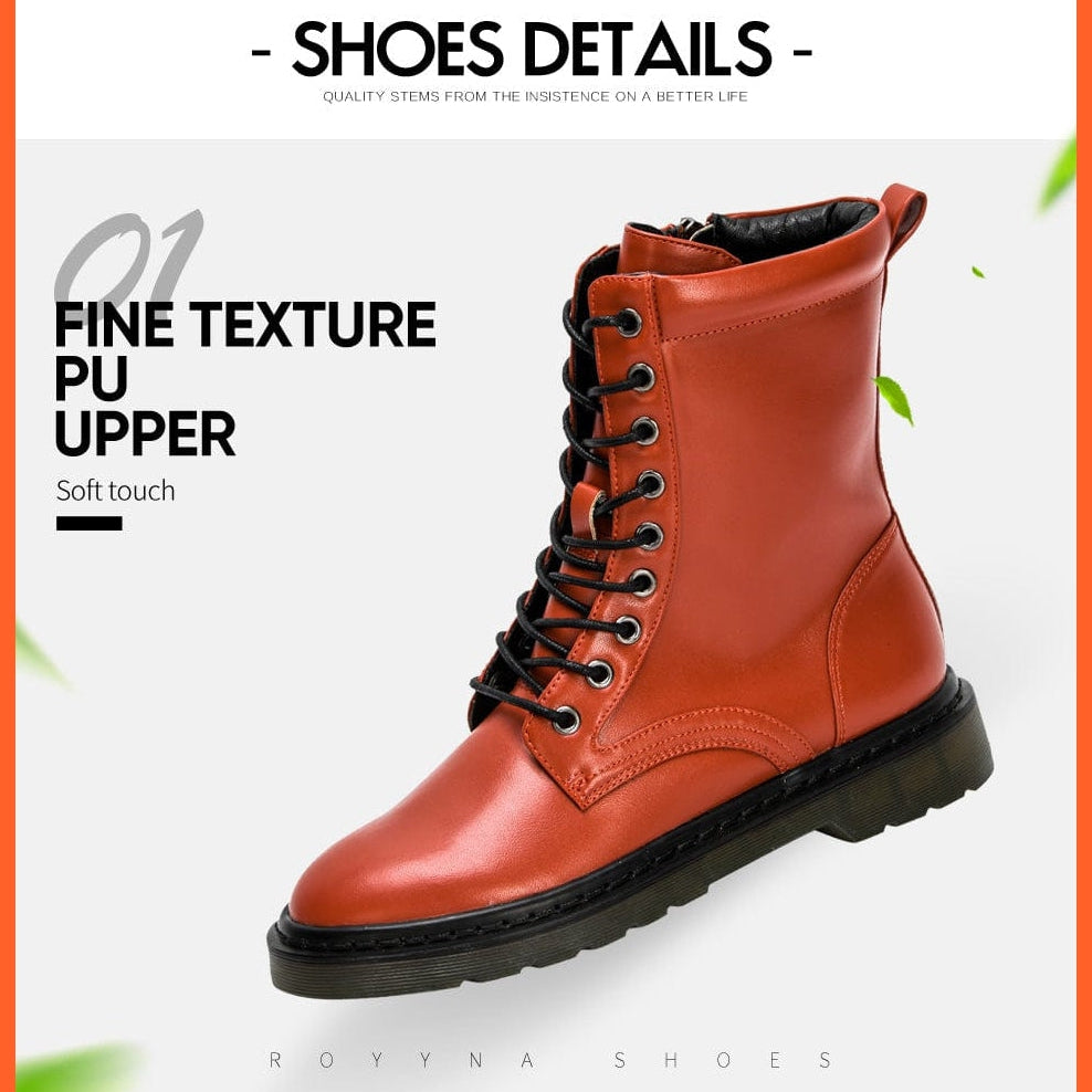 whatagift.com.au Women Shoes New Designers Ankle Boots | Women Plush Round Toe Lace Up Shoes