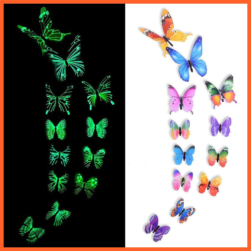 whatagift.com.au Y01 / 12 pcs 12/24 Luminous 3D Butterfly Wall Sticker for Kids Bedroom Glow in Dark Wallpaper Decoration