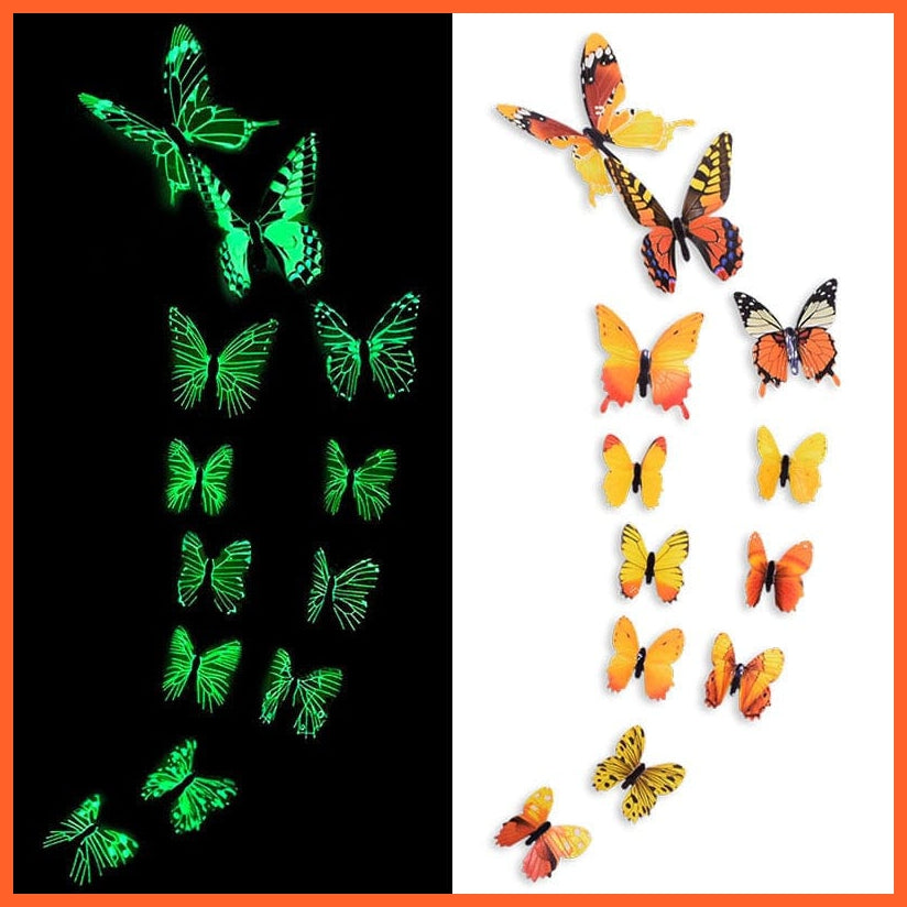 whatagift.com.au Y03 / 12 pcs 12/24 Luminous 3D Butterfly Wall Sticker for Kids Bedroom Glow in Dark Wallpaper Decoration