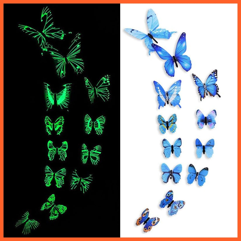 whatagift.com.au Y05 / 12 pcs 12/24 Luminous 3D Butterfly Wall Sticker for Kids Bedroom Glow in Dark Wallpaper Decoration