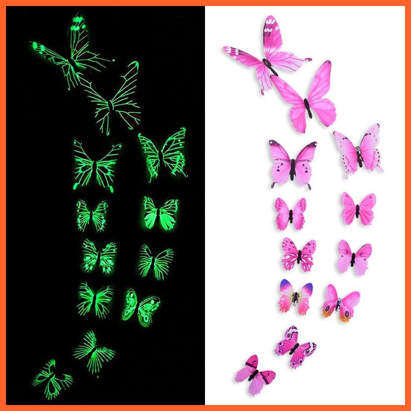 whatagift.com.au Y06 / 12 pcs 12/24 Luminous 3D Butterfly Wall Sticker for Kids Bedroom Glow in Dark Wallpaper Decoration