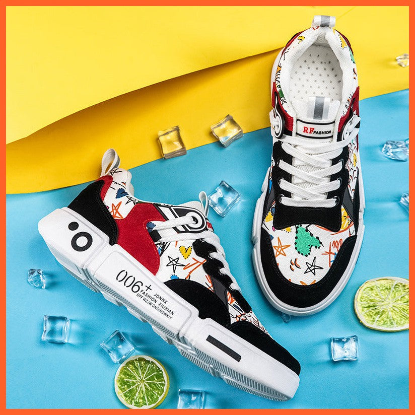 New Style Men'S Shoes Personality Graffiti Board Shoes Outdoor Casual Shoes