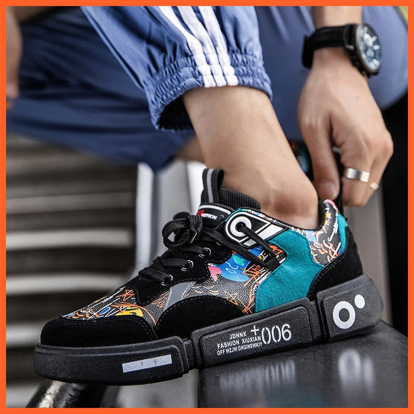 New Style Men'S Shoes Personality Graffiti Board Shoes Outdoor Casual Shoes