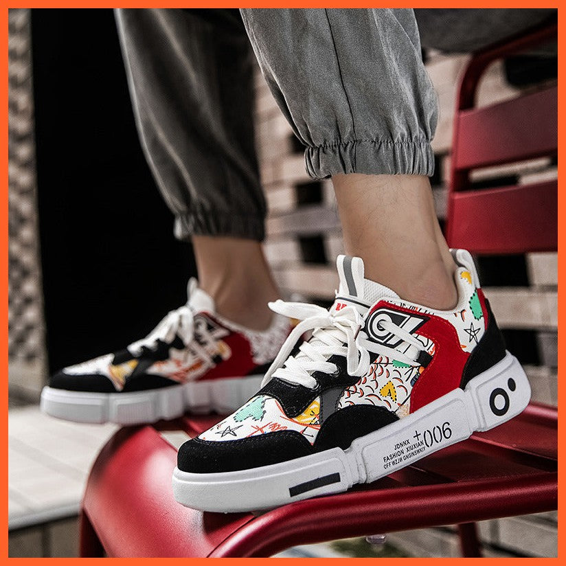 New Style Men'S Shoes Personality Graffiti Board Shoes Outdoor Casual Shoes