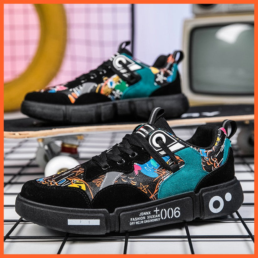 New Style Men'S Shoes Personality Graffiti Board Shoes Outdoor Casual Shoes