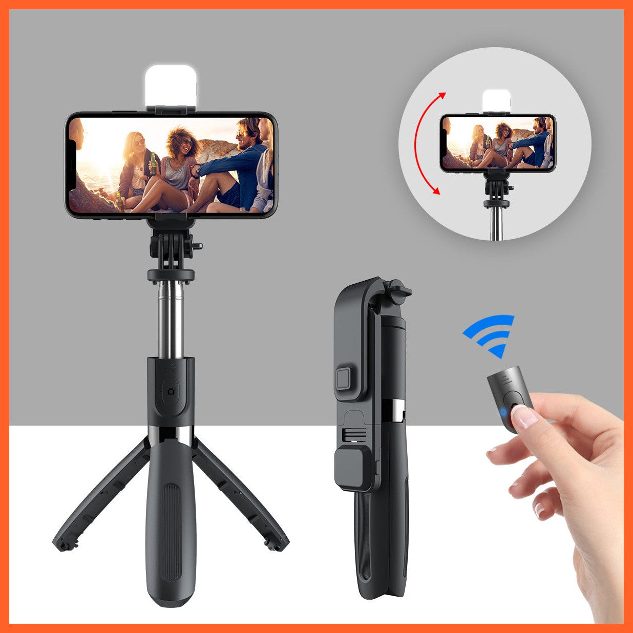 Compatible With Apple, 3 In1 Bluetooth Wireless Selfie Stick Tripod 102Cm Foldable & Monopods Universal Phone Tripod