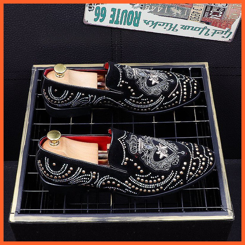 Men'S Casual Leather Shoes, Embroidery, Rivets, Men'S Shoes, Hair Stylist, Trendy Small Leather Shoes, British Footwear, Peas Shoes, High Shoes