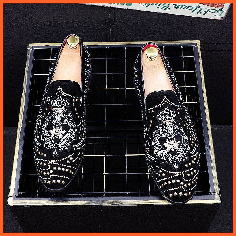 Men'S Casual Leather Shoes, Embroidery, Rivets, Men'S Shoes, Hair Stylist, Trendy Small Leather Shoes, British Footwear, Peas Shoes, High Shoes