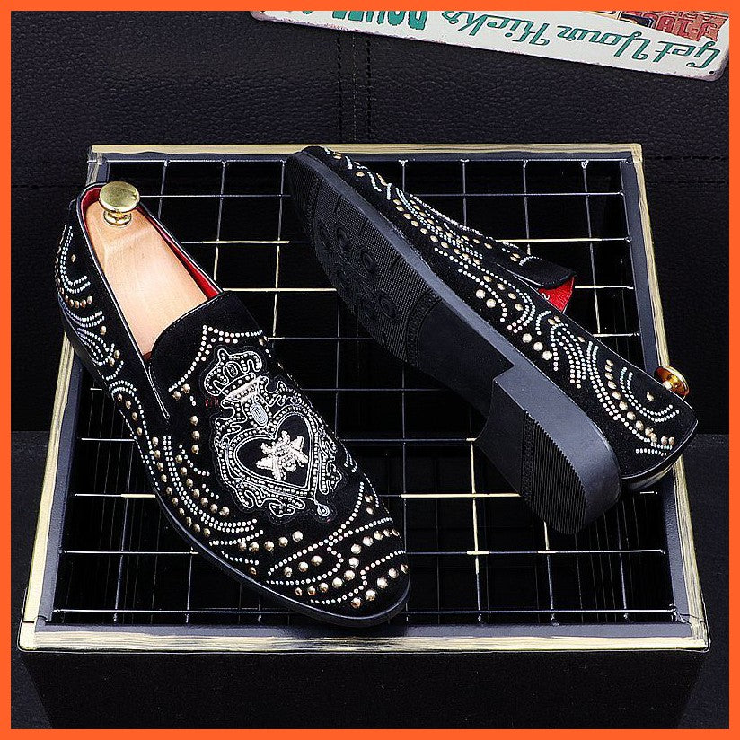 Men'S Casual Leather Shoes, Embroidery, Rivets, Men'S Shoes, Hair Stylist, Trendy Small Leather Shoes, British Footwear, Peas Shoes, High Shoes
