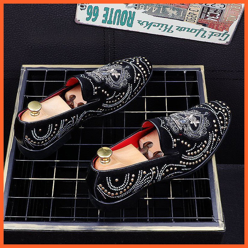 Men'S Casual Leather Shoes, Embroidery, Rivets, Men'S Shoes, Hair Stylist, Trendy Small Leather Shoes, British Footwear, Peas Shoes, High Shoes