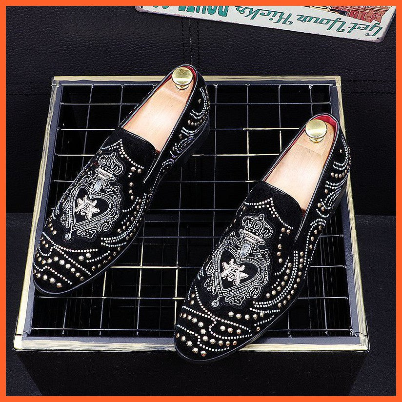 Men'S Casual Leather Shoes, Embroidery, Rivets, Men'S Shoes, Hair Stylist, Trendy Small Leather Shoes, British Footwear, Peas Shoes, High Shoes