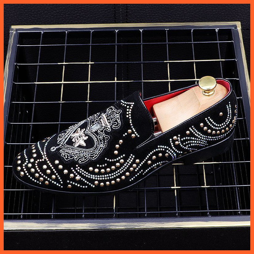 Men'S Casual Leather Shoes, Embroidery, Rivets, Men'S Shoes, Hair Stylist, Trendy Small Leather Shoes, British Footwear, Peas Shoes, High Shoes