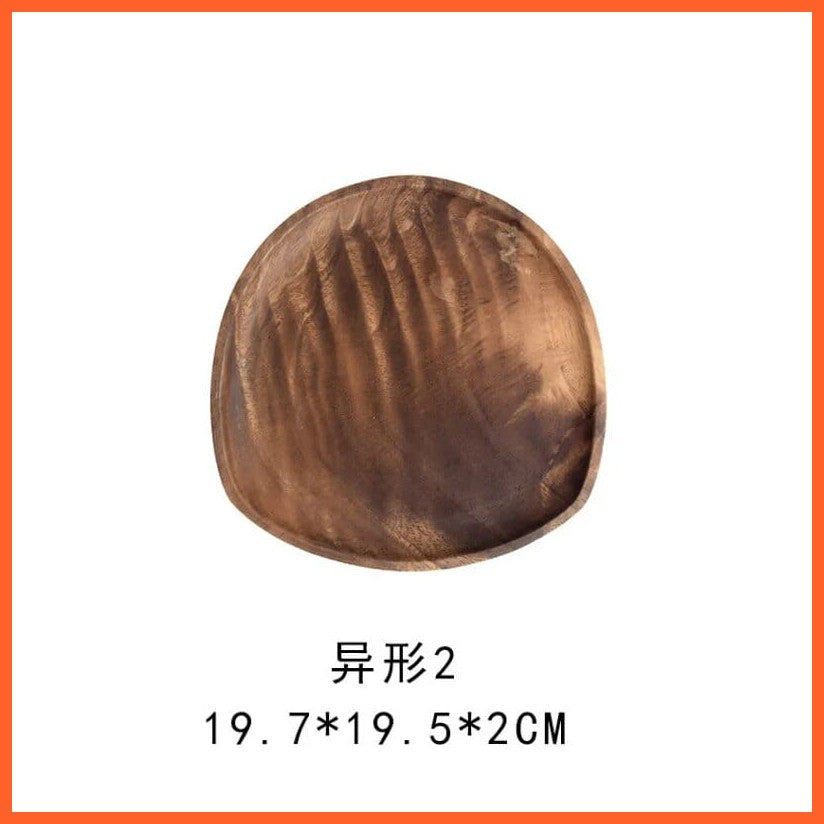 whatagift.com.au 19.7cm19.5cm Whole Wood Irregular Oval Wood Pan Plate Saucer Tea Tray | Tableware Set