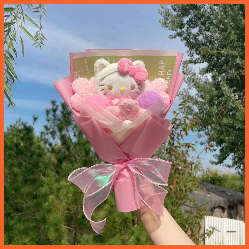 whatagift.com.au 2 Beautiful Cat Plush Doll Toy Sanrio Bouquet Gift Box For Valentine's Day Christmas Graduation Gifts