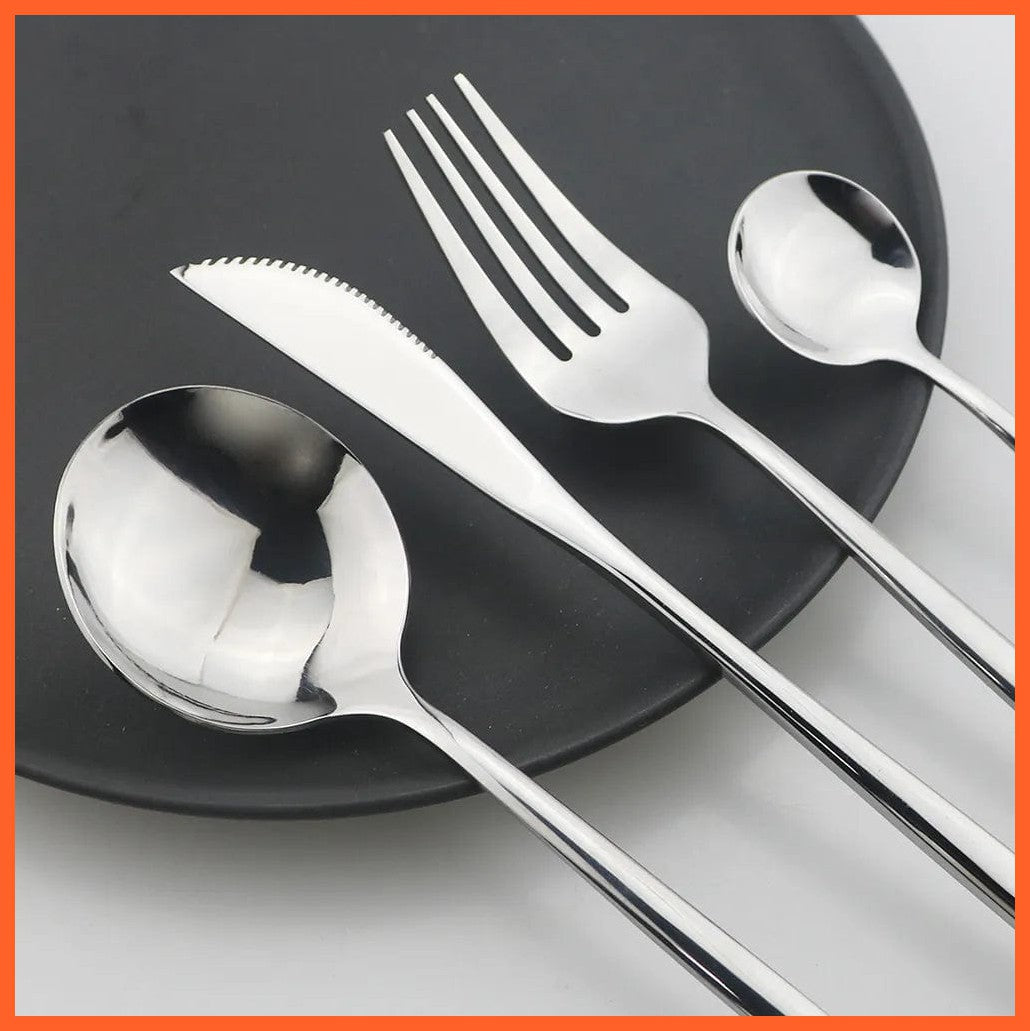 whatagift.com.au 24-Piece Black Handle Golden Cutlery Set