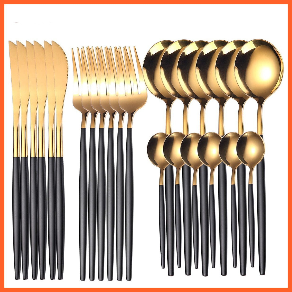 whatagift.com.au 24pcs Gold Dinnerware Knife Fork Spoon Stainless Steel Set  | Cutlery Set