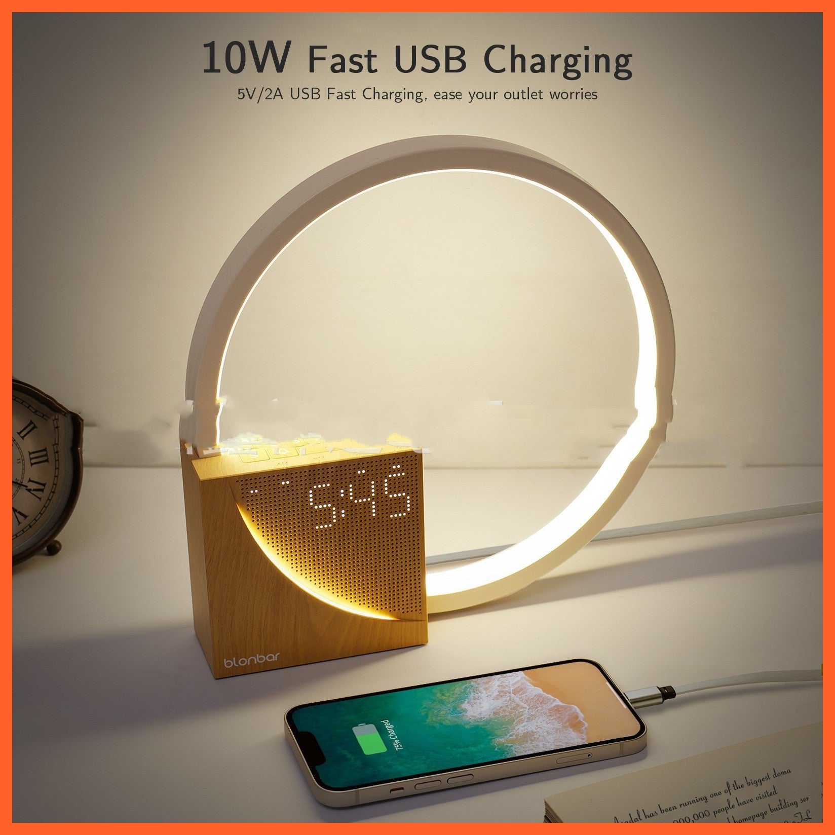 Bedside Lamp Touch Table Lamp With Natural Sounds, Desk Lamp With Alarm Clock, Touch Control 3 Levels Brightness Home Decor