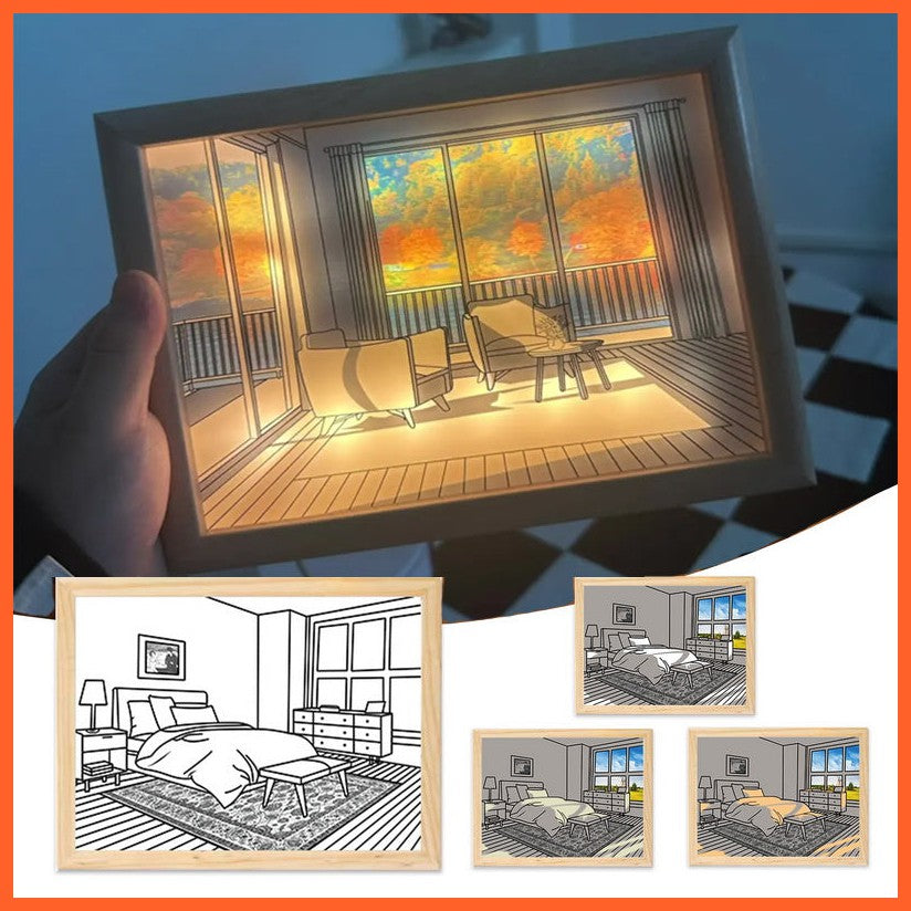 Illuminated Picture Led Decorative Light Painting Bedside Picture Style Creative Modern Simulate Sunshine Drawing Night Light Gift