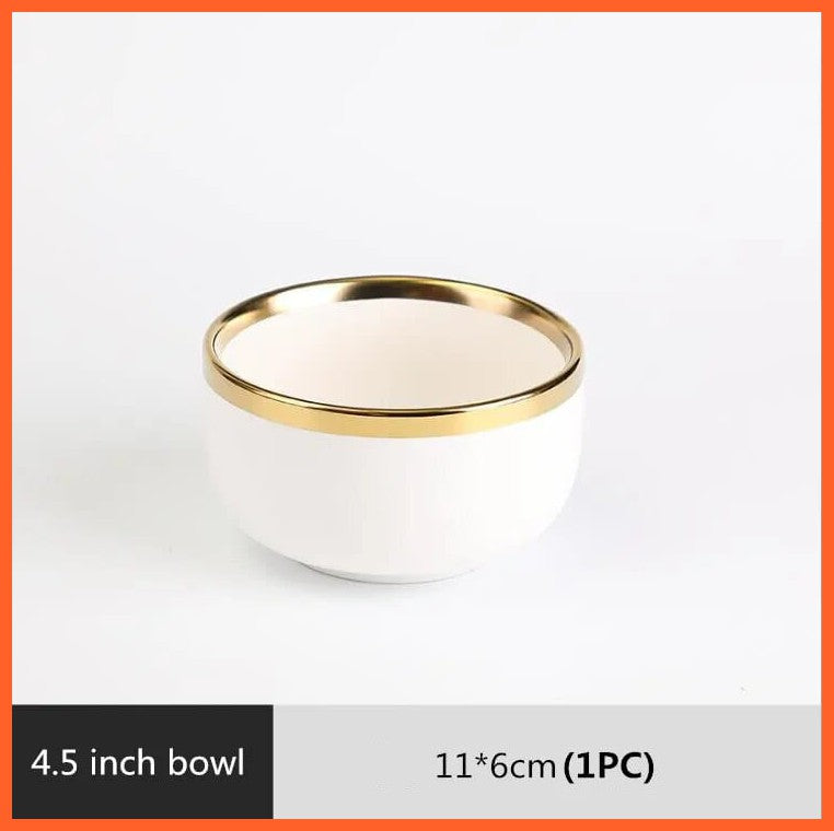 whatagift.com.au 4.5 inch bowl 1pcs White Color High-quality Matte Gilt Rim White Porcelain Ceramic Dinner Plates Bowl