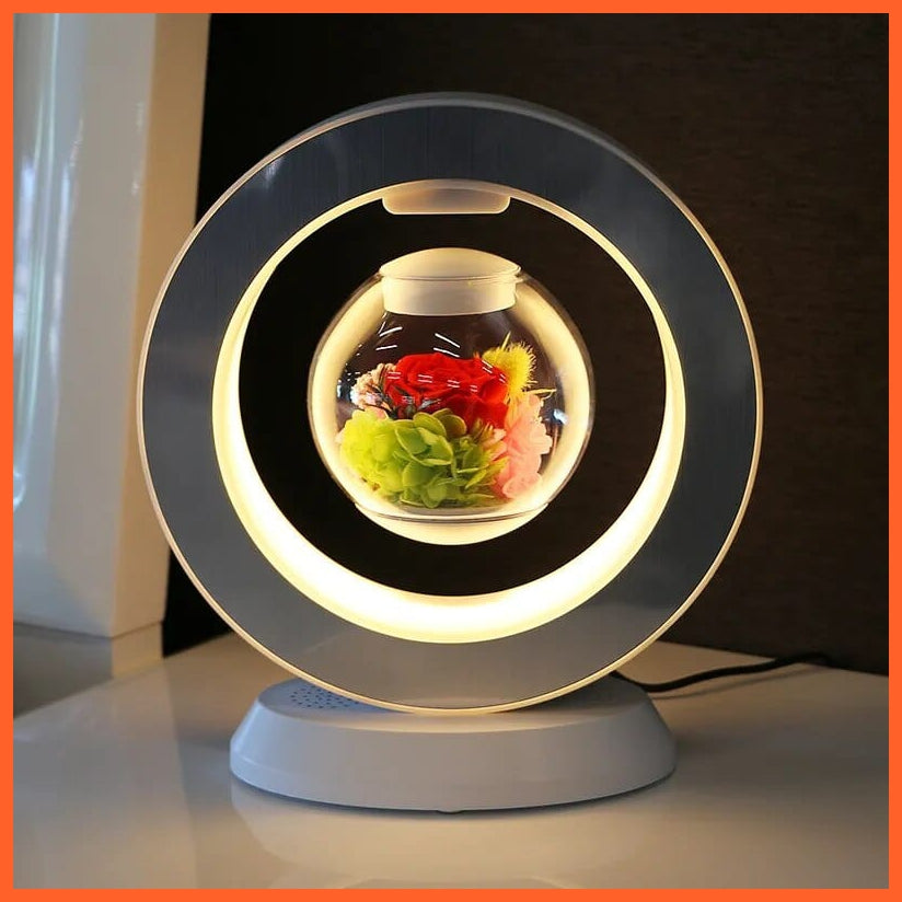 whatagift.com.au 5 Style / 220V US LED Magnetic Levitating flower bedroom table lamp | Magnetic Rotatory Glass Light Gift For Home Decore