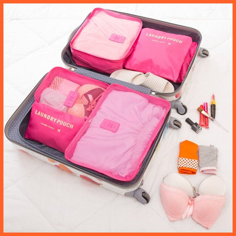 whatagift.com.au 6 PCS Travel Storage Bag Set For Clothes Makeup | Tidy Organizer Wardrobe Suitcase Pouch