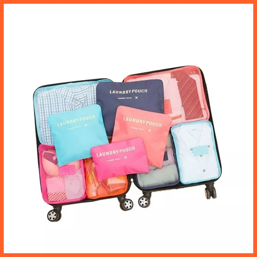 whatagift.com.au 6 PCS Travel Storage Bag Set For Clothes Makeup | Tidy Organizer Wardrobe Suitcase Pouch