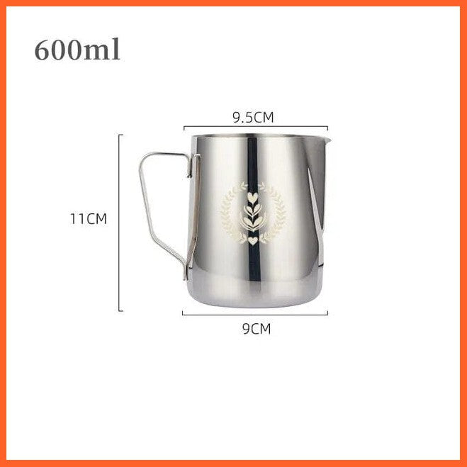 whatagift.com.au 600ML Original 1 350 ML/ 600 ML Coffee Milk Frothing Pitcher Jug | Stainless Steel Latte Art Essential