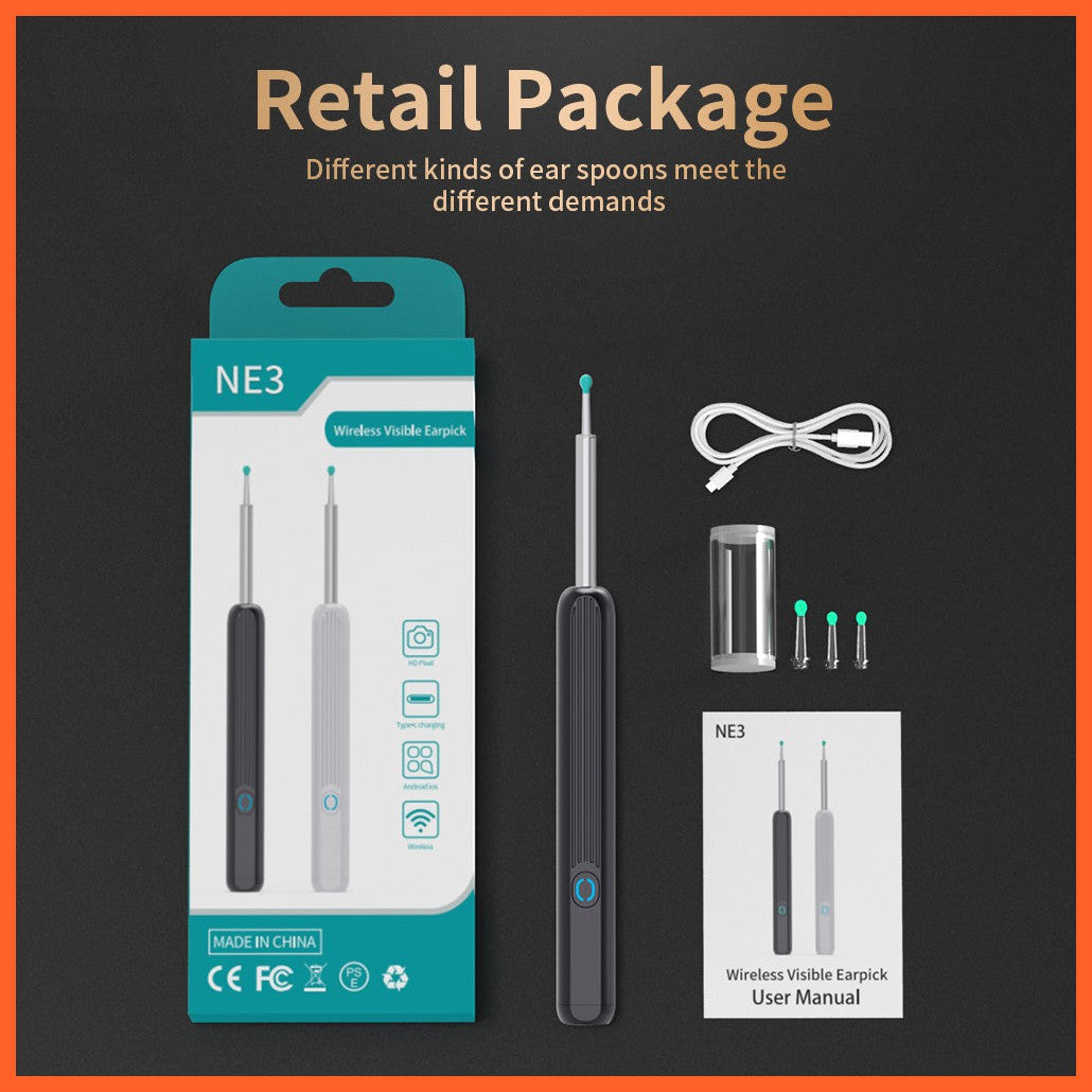 Ne3 Ear Cleaner Otoscope Ear Wax Removal Tool With Camera Led Light Wireless Ear Endoscope Ear Cleaning Kit For I-Phone