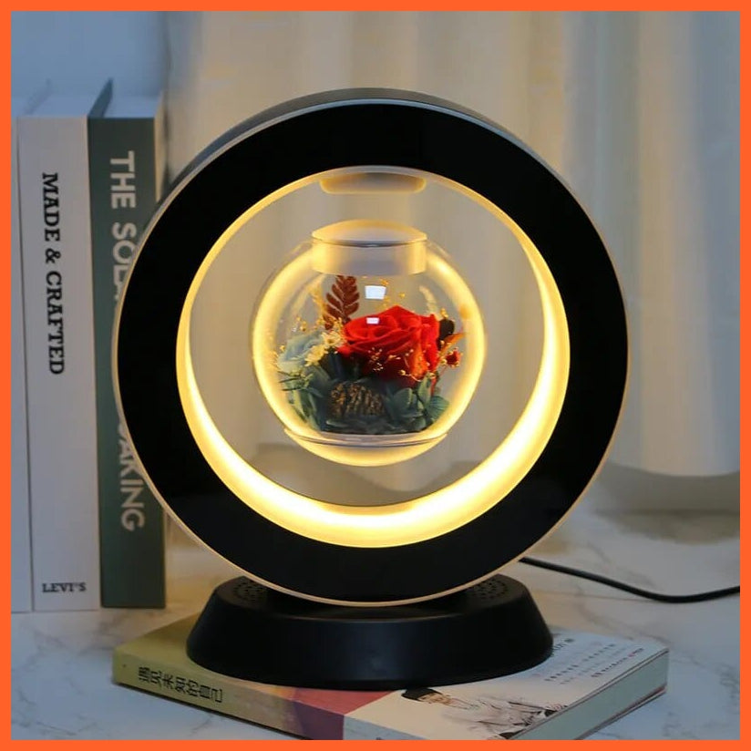 whatagift.com.au 7 Style / 220V US LED Magnetic Levitating flower bedroom table lamp | Magnetic Rotatory Glass Light Gift For Home Decore