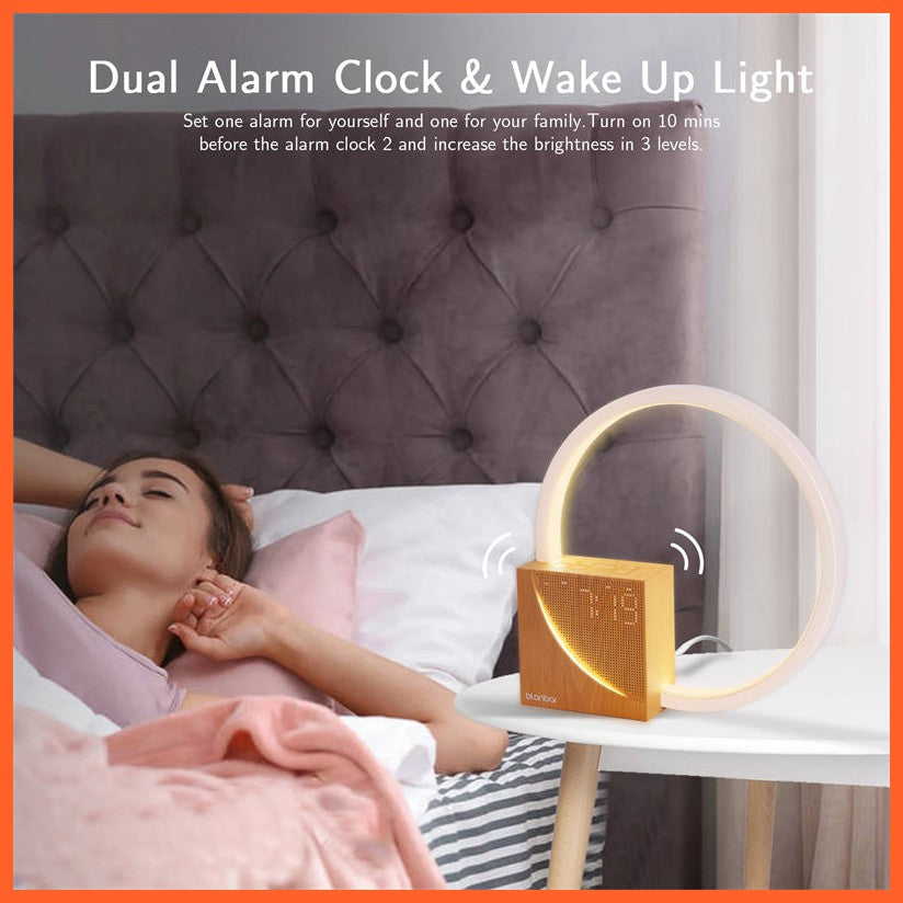 Bedside Lamp Touch Table Lamp With Natural Sounds, Desk Lamp With Alarm Clock, Touch Control 3 Levels Brightness Home Decor